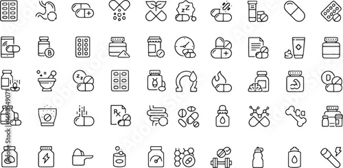 Suplement Icon Collection set vector Illustration on White Background