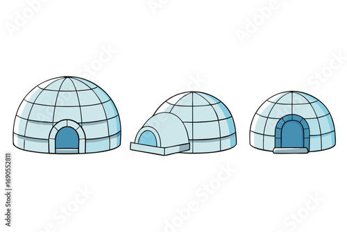 set of Igloo Flat silhouette Vector illustration design