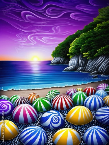 Wallpaper Mural Colorful nature illustration created with abstract shapes and patterns Torontodigital.ca