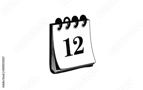 Calendar Icon Day 12, Simple and Clean Design