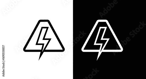 Modern lightning bolt caution sign for energy solutions, safety, or danger