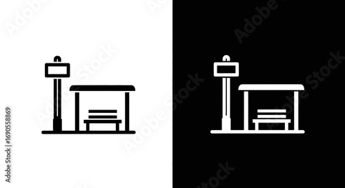 Simple bus stop icon for city transport and urban mobility designs