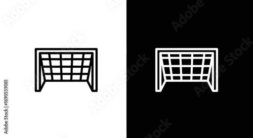 Soccer goal icon for game winning shot, vector sports match symbol