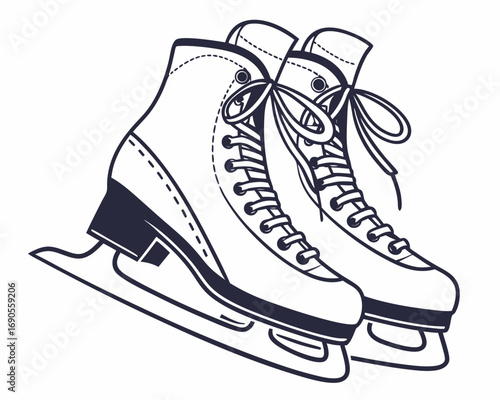Ice Skating Shoes Flat silhouette Vector illustration design
