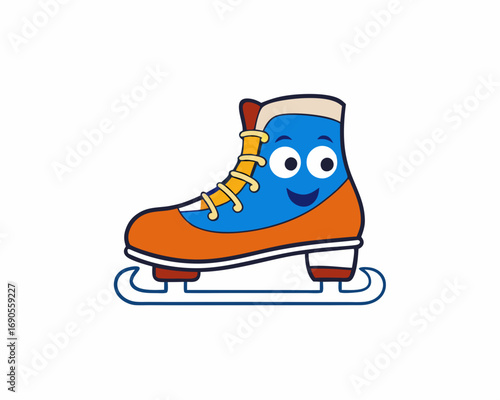 cartoon Ice Skating Shoes Flat Vector illustration design