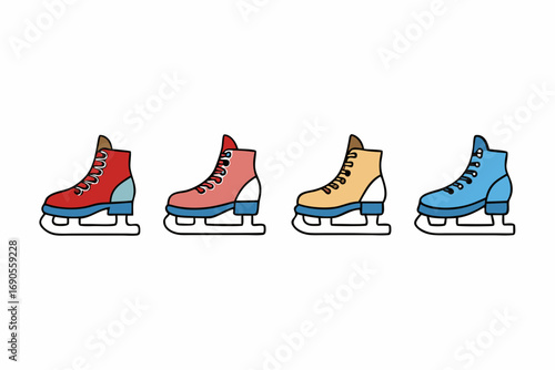 set of Ice Skating Shoes Flat Vector illustration design