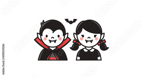 Cute Cartoon Vampires Halloween Kids Profile Friendly