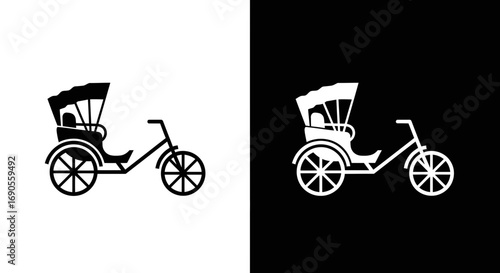 Elegant rickshaw transport icon for travel design, tour and tourism concept