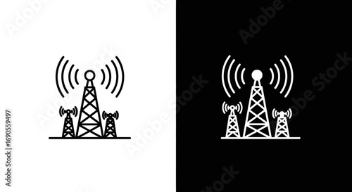 Modern communications tower transmitting signal, scalable network technology