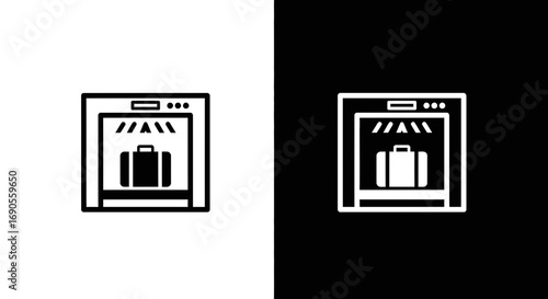Baggage scanner icon symbol for airport security, travel icon design