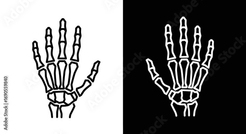 Spooky skeleton hand bones for Halloween season, medical anatomy design