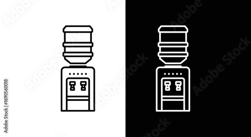Modern water cooler icon for office or home in black and white style