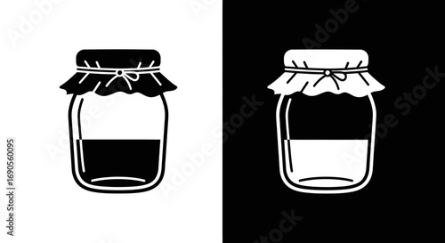Trendy monochrome canning jar illustration for jam preserving concepts
