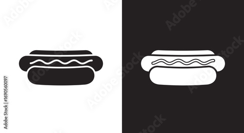 Delicious monochrome hotdog vector icon for fast food restaurant menu