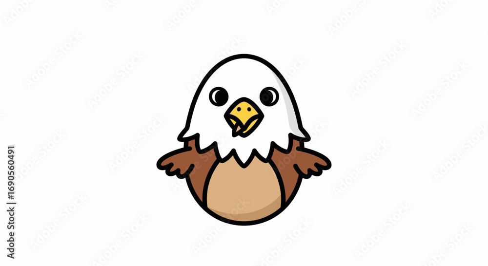 Fototapeta premium Adorable Cartoon Bald Eagle Chick with Wide Eyes and Open Beak