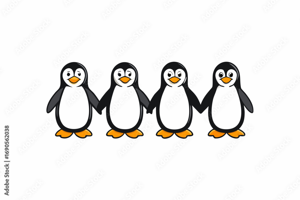 Naklejka premium set of Cute Winter Penguin Vector illustration design