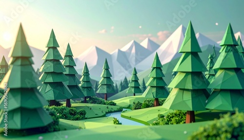 Stylized Pine Forest in Summer