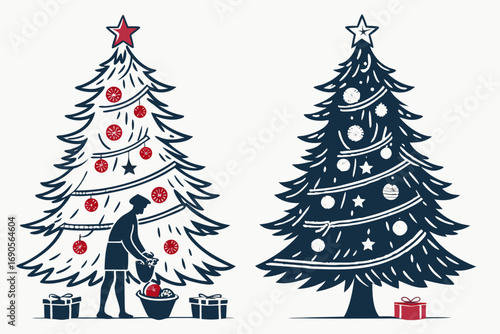 Christmas Tree Flat silhouette Vector illustration design