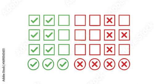Checkboxes showing success versus failure for project management or task completion report in a modern style