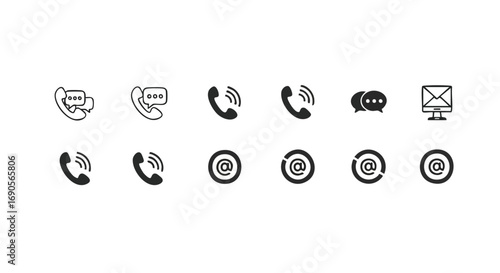 Modern communication icons depicting contact methods for seamless online business connections