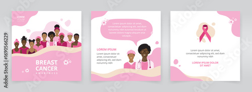 Breast cancer awareness social media post templates focused on women in africa or in black communities