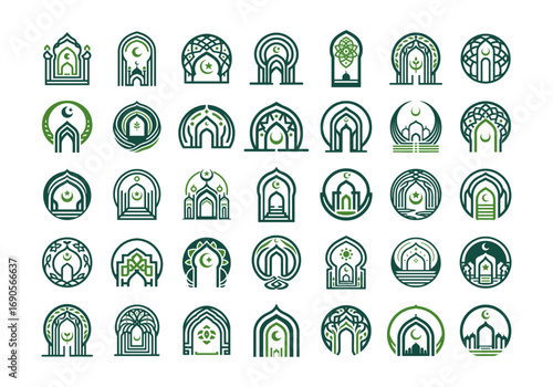 35 Islamic Ornament Logo Set Decorative Arabesque Pattern Collection