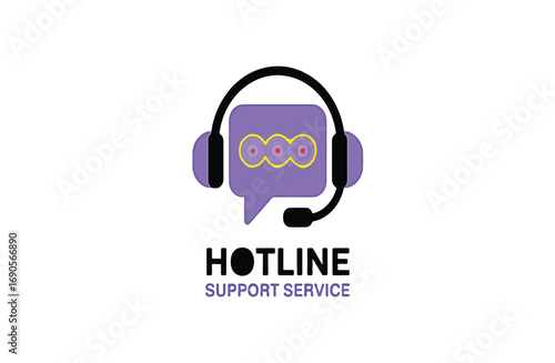 Hotline Support Service Logo - Professional Customer Care and Assistance Icon