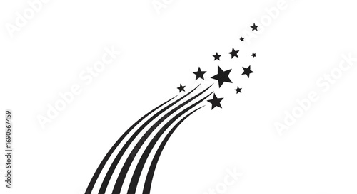 Modern star trail design element with dynamic movement for festive backgrounds or abstract concepts
