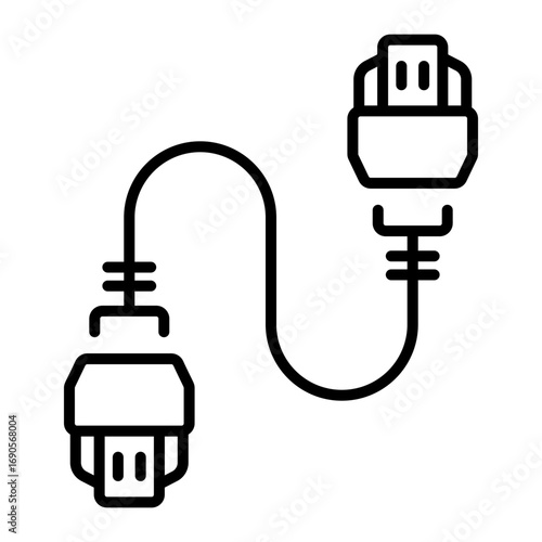 A line style icon depicting a hdmi cable