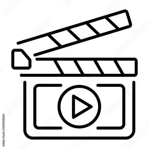 A line style icon representing a clapper board