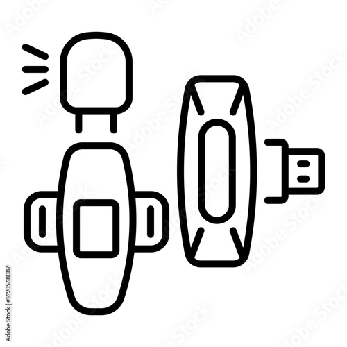 A line style icon representing a collar mic