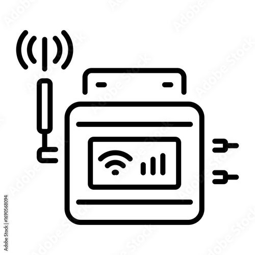 A linear icon showing a signal booster