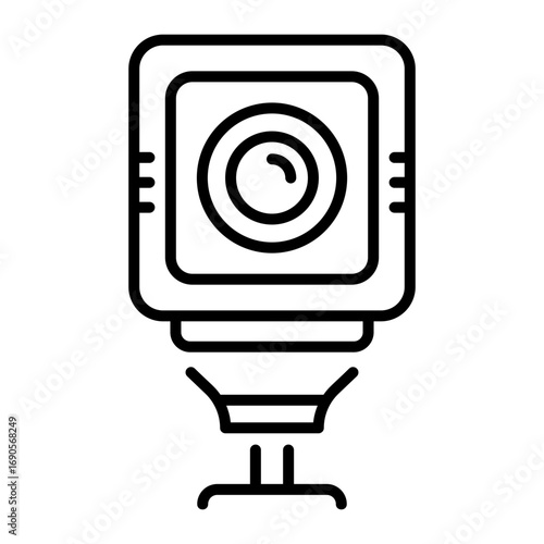A linear icon depicting a compact camera