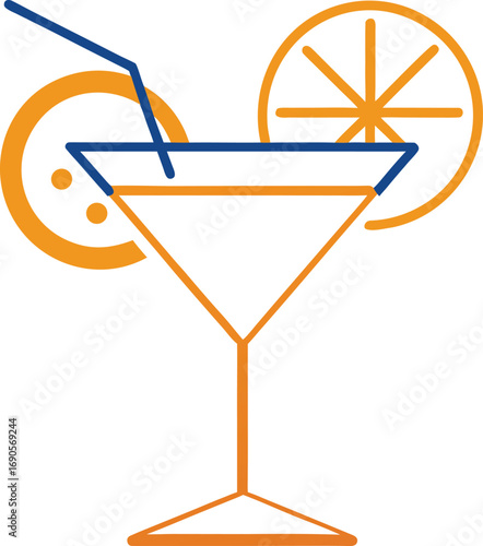 Colorful abstract cocktail glass design with bubbles