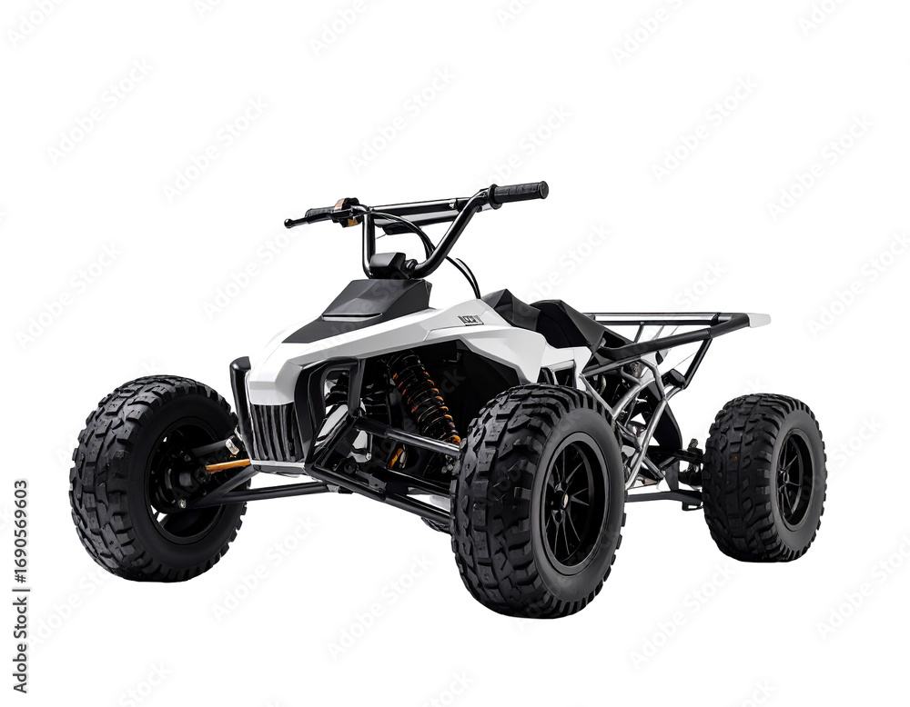 Obraz premium White and black ATV, front view