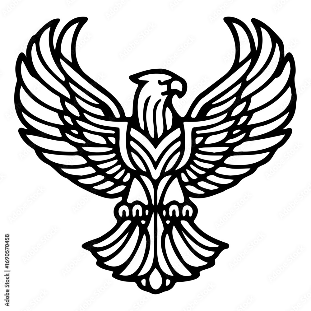Obraz premium line art eagle in heraldic style