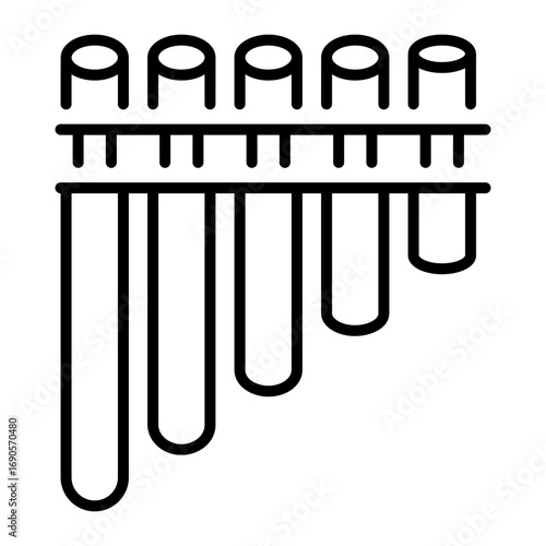 A linear icon depicting a tribal flute