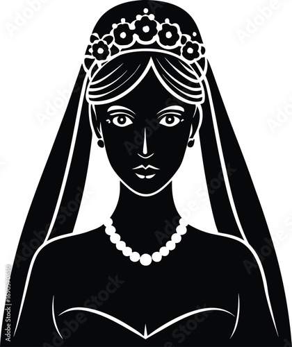 Beauty and fashion vector illustration of a woman's face with long hair and makeup