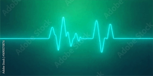 A glowing green line pulses across a dark screen, illustrating a steady heartbeat on an EKG monitor