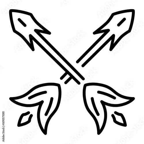 A linear icon representing a feathered arrow