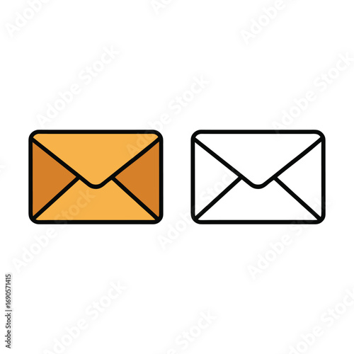 Vector art of one colored and one outline envelope on a