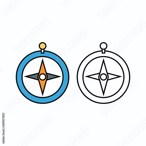Vector art of compass and compass rose illustration