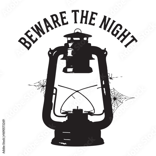 Black silhouette of an old kerosene lantern with spiders and webs kerosene lamp oil lamp