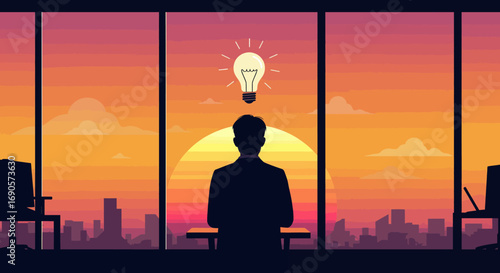 Strategic Vision: Lone Entrepreneur Contemplating Business Milestones and Forging Future Success Paths