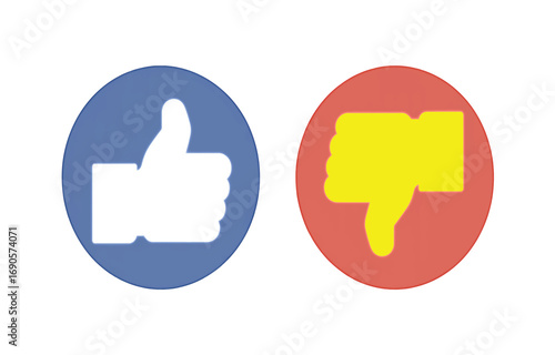 Illustrative icons showing positive agreement with a thumbs up and negative disagreement with a thumbs down, symbolizing online interaction