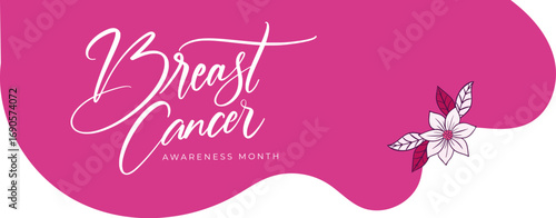 Breast Cancer Awareness Month Banner - Pink Floral Design for October Campaigns