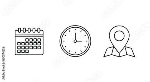 Effortless scheduling with calendar, clock, and map pin icons for streamlined appointment management