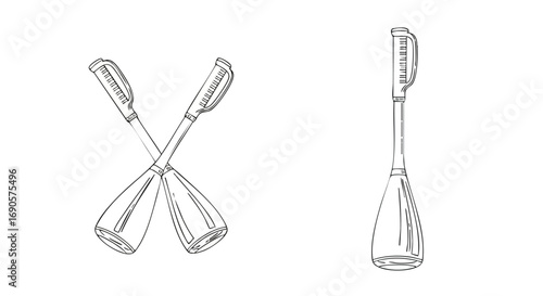 Outline design of modern cocktail muddler set for barware concept and mixology illustration