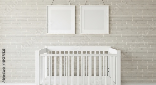 Wallpaper Mural Baby Nursery with White Crib and Prints. Torontodigital.ca