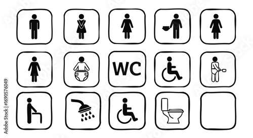 Essential restroom and baby changing signs for easy navigation in a clean, modern public space